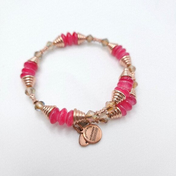 Alex and Ani Haven Wrap Coral Pink Rose Gold Tone Beaded Expendable Bracelet - Picture 1 of 3